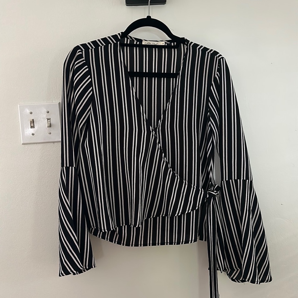 Nordstrom Striped Wrap Blouse